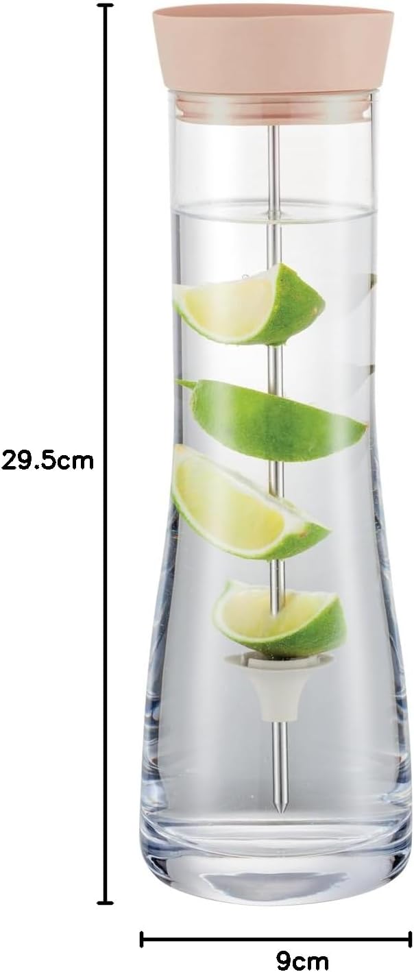 blomus Wasserkaraffe DRIWA | Glaskaraffe aus Glas mit Deckel-Ausgiesser und Fruchtspiess | 1 l | Far