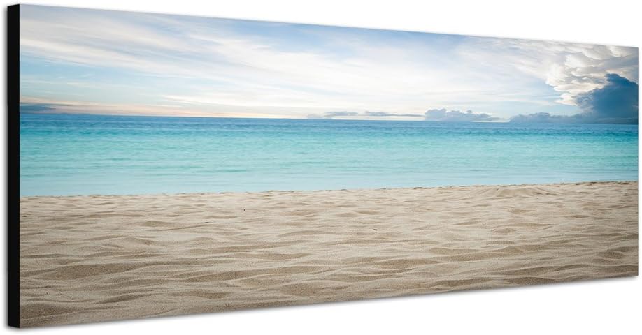 Paul Sinus Art Panoramabild auf Leinwand und Keilrahmen 120x40cm Thailand Strand Meer Wolkenschleier