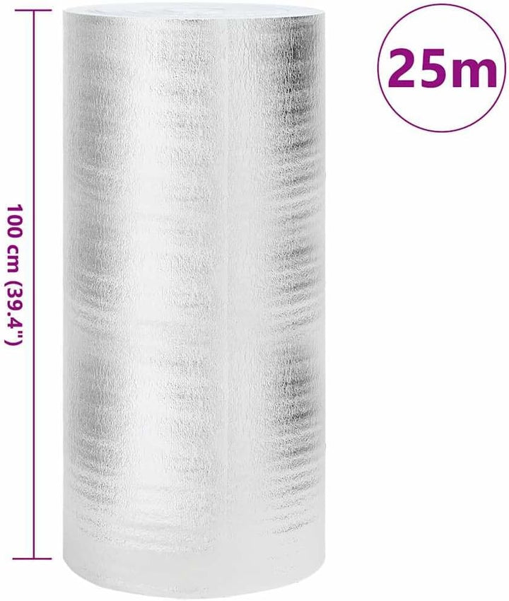 vidaXL Heizkörper-Reflektorfolie Silber 25 x 1 m Polyethylen 1 x 25 m, 1 x 25 m