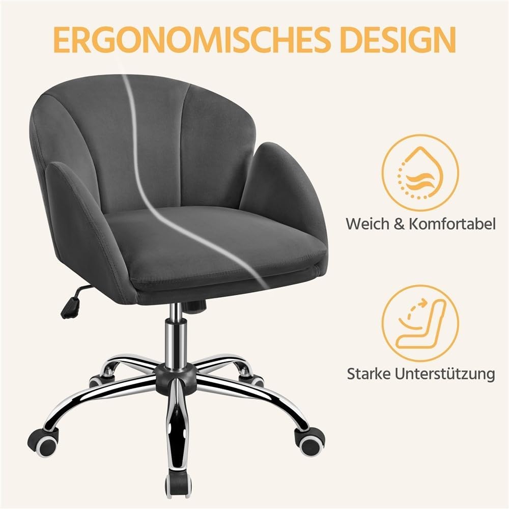 Yaheetech Schreibtischstuhl Ergonomisch Bürostuhl bis 136 kg Belastbar, Drehstuhl Höhenverstellbar C