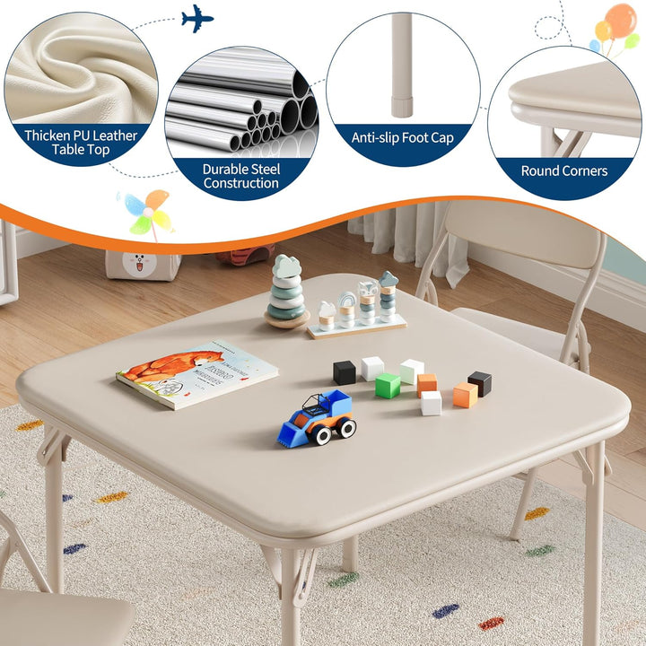 Kindermöbel-Set, zusammenklappbar, Tisch mit 2 gepolsterten Stühlen, stabiler Metallrahmen, ideal fü