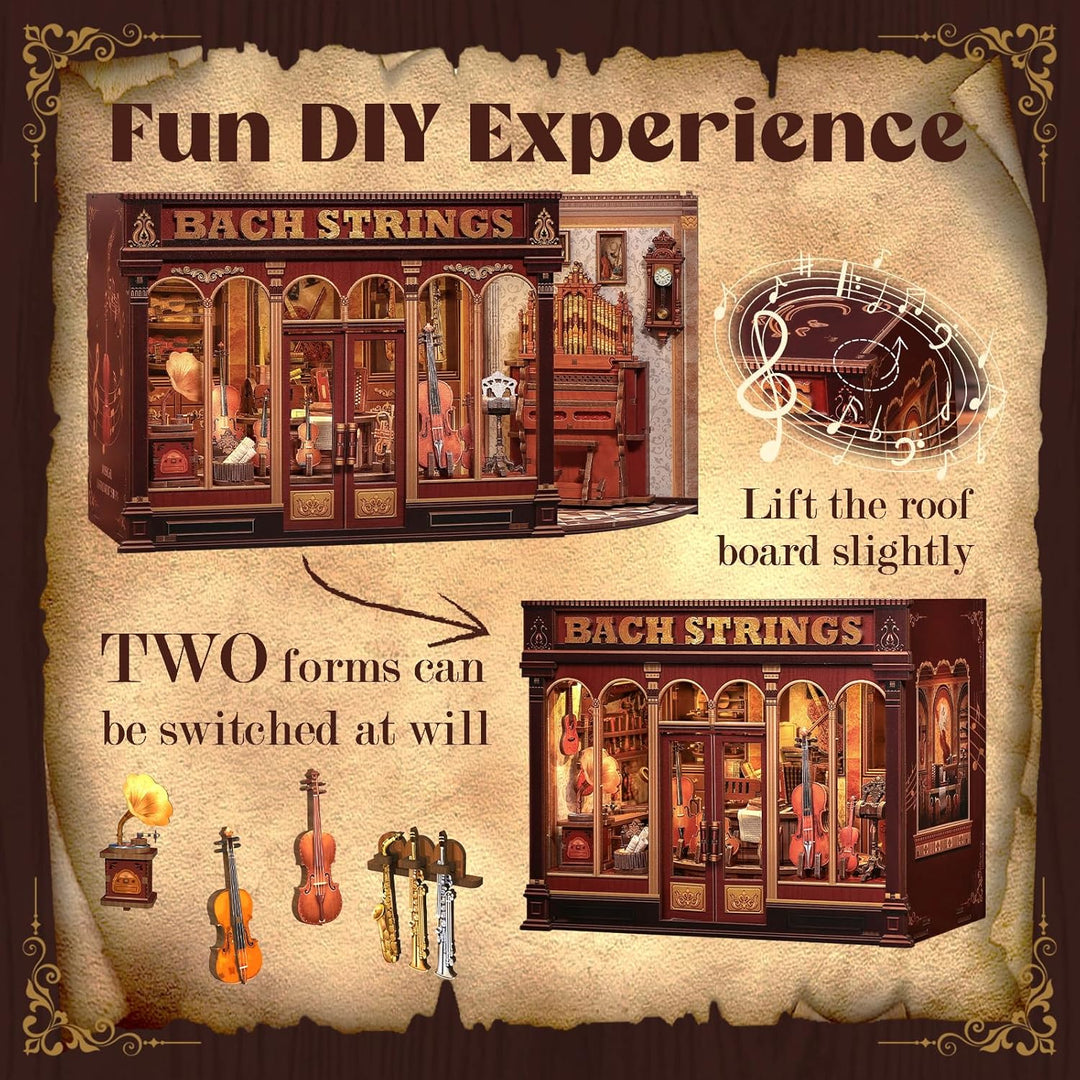 Cutefun Book Nook Kit - DIY Häuser Kit mit LED-Beleuchtung - DIY Miniature House Holzmodell Puppenha