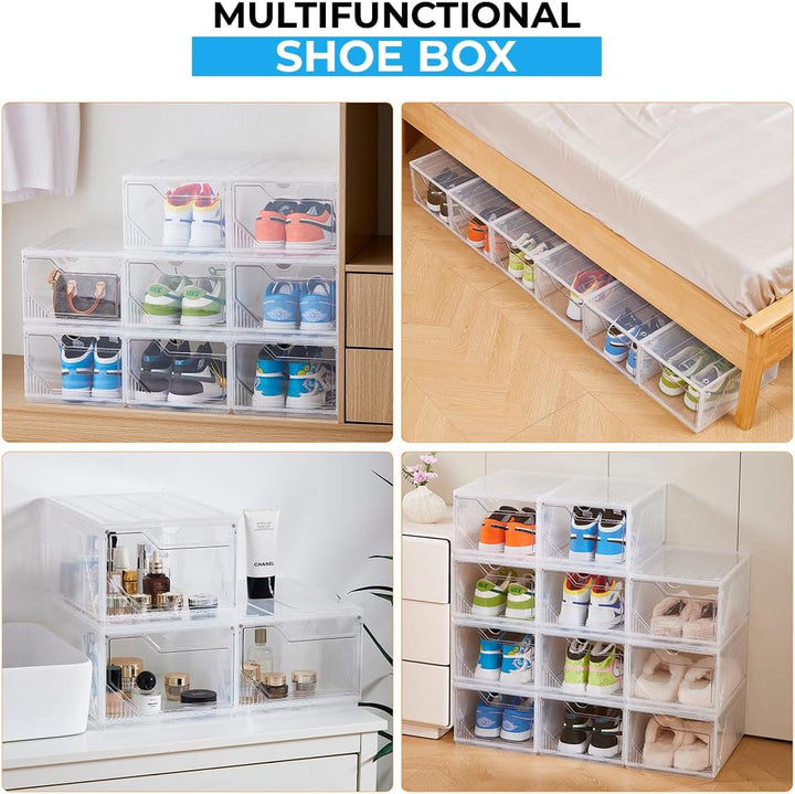 Schuhboxen organizer 10er Pack. Transparent Schuhaufbewahrung für Sneakers und Turnschuhe. Schuhe Sc
