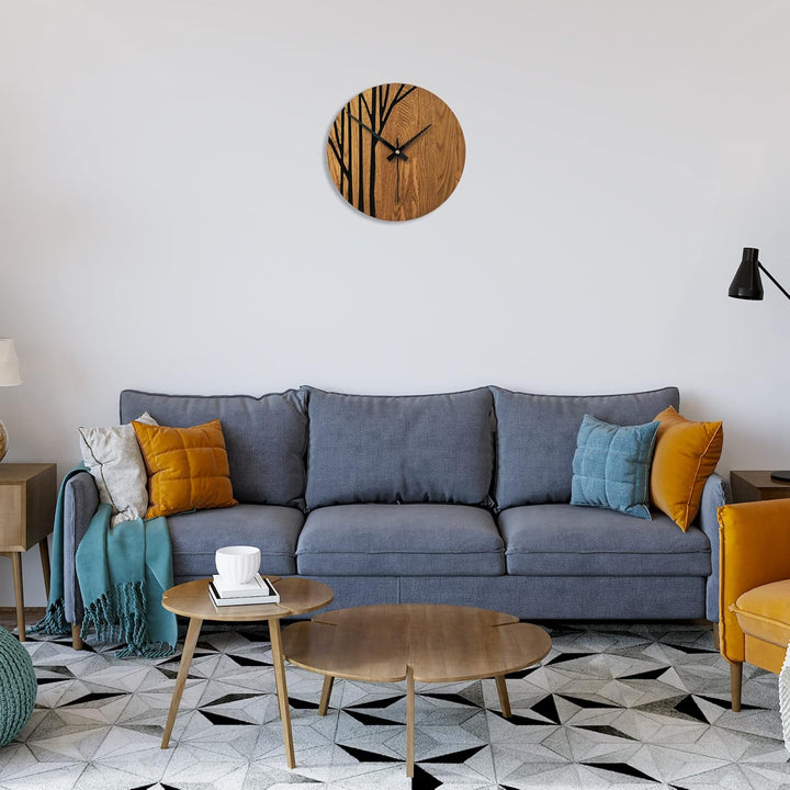 SENTOP Wanduhr aus Holz, Wanduhr aus Eiche, Moderne Wanduhr, Heimdekoration, Wanduhr aus echtem Eich