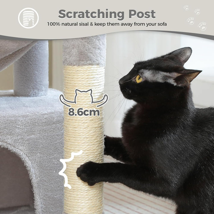 PAWZ Road Kleiner Katzenbaum für Indoor-Katzen mit Hängematte, Katzenturm mit Sisal-überzogenem Krat