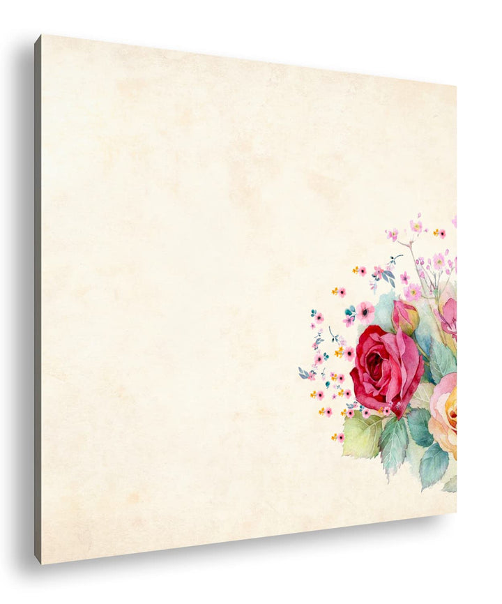 farbenfroher Blumenstrauss Format: 60x60 als Leinwandbild, Motiv fertig gerahmt auf Echtholzrahmen,