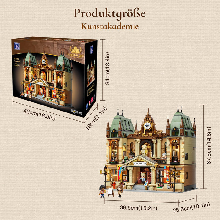 PANTASY Kunstakademie Klemmbaustein Set, Europäisches Architekturmodell mit Dreistöckigem Innenraum,