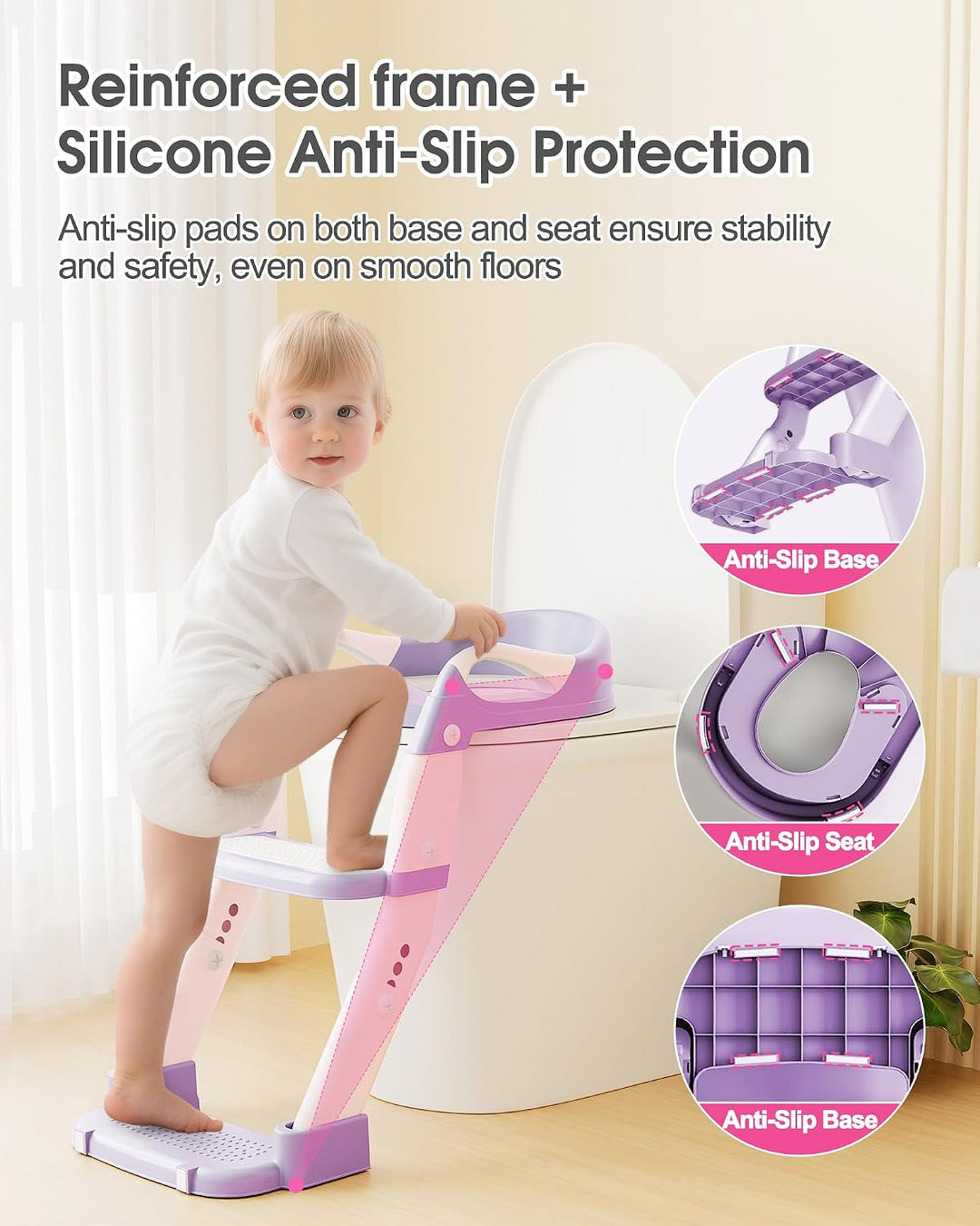 Yucch Toilettensitz Kinder mit Treppe – Upgraded 2-in-1 Kind Toilettensitz höhenverstellbar, rutschf