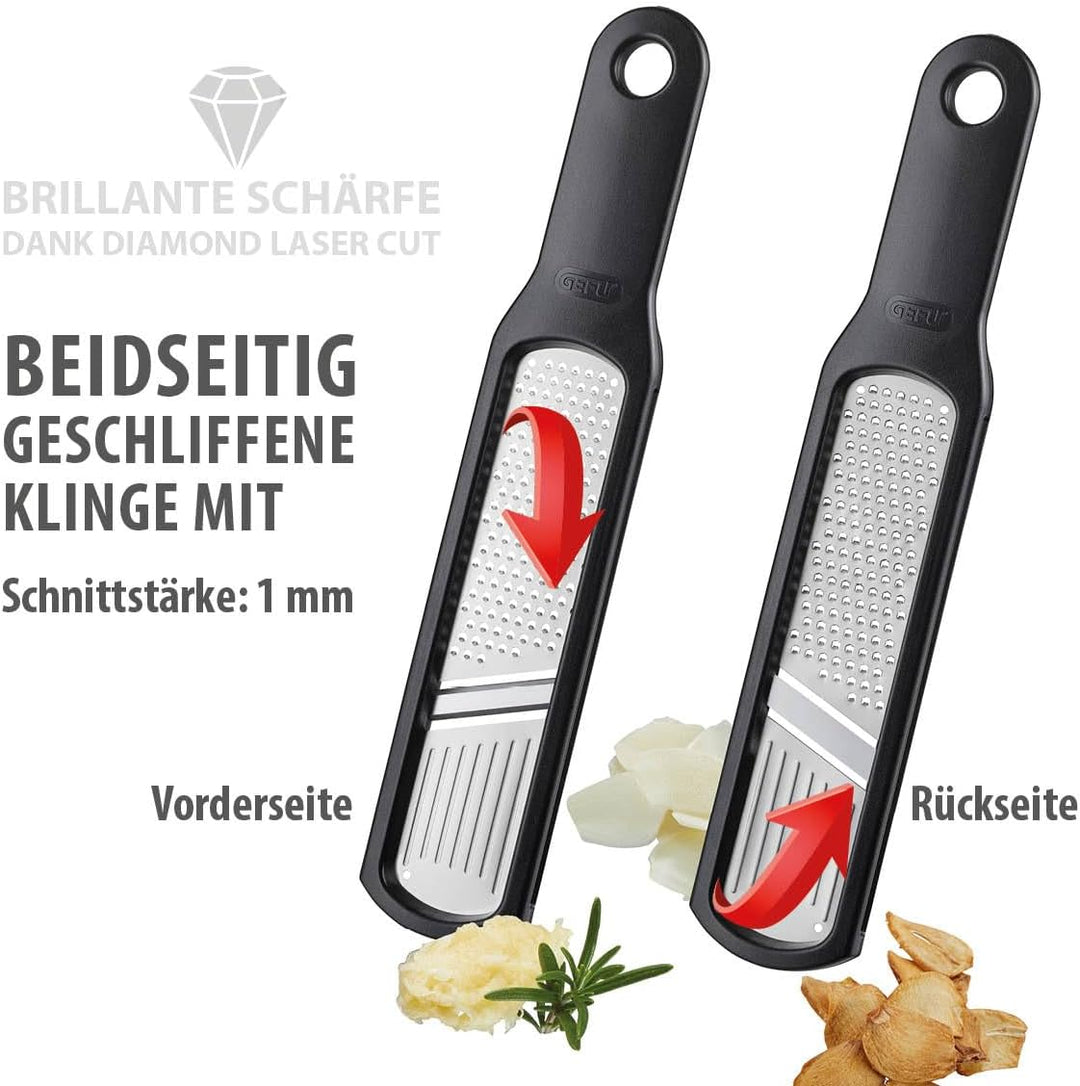 GEFU Knoblauchreibe RAFINO - kleine Handreibe für die Küche zum Hobeln und Reiben von Knoblauch, Ing