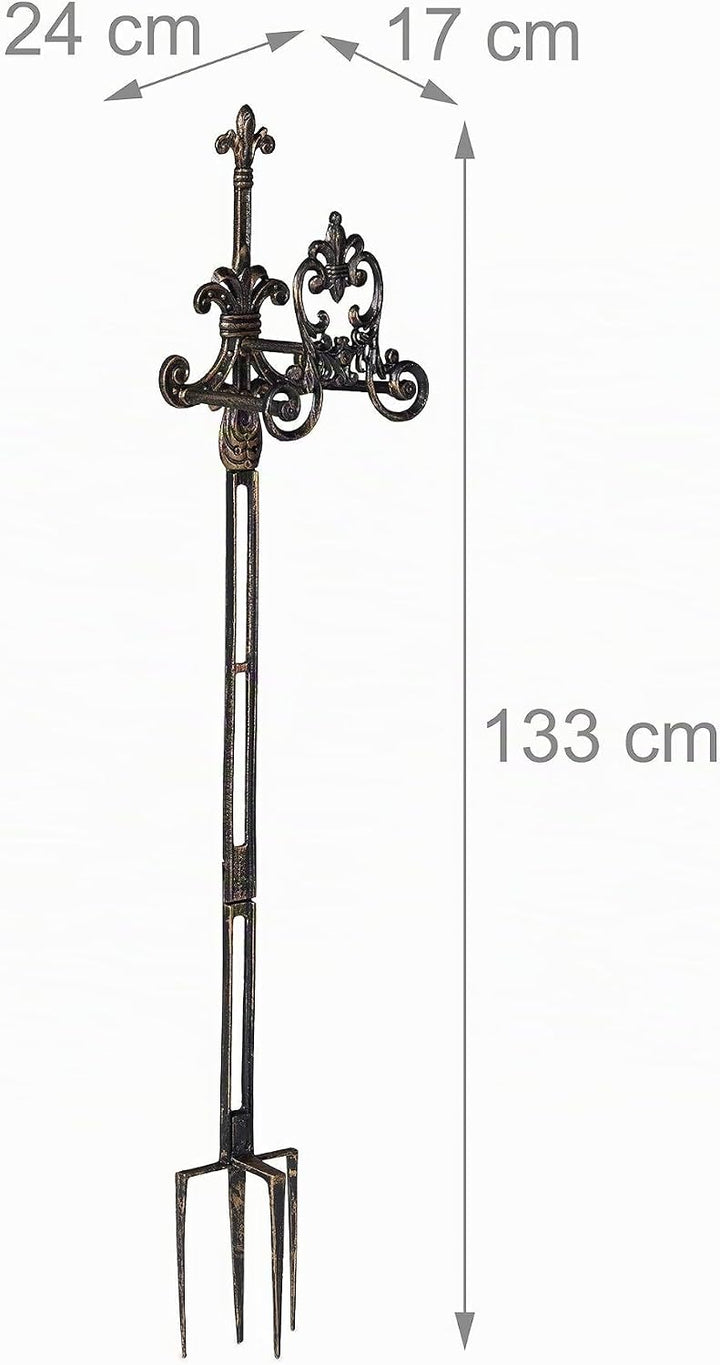 Relaxdays Schlauchhalter Gusseisen, Schlauchständer mit Erdspiessen, Gartenschlauchhalter HBT 133x24