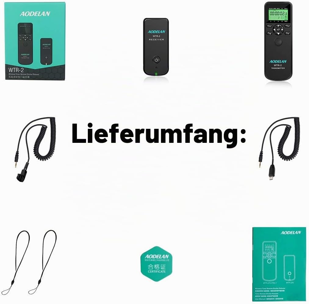 AODELAN WTR2 Fernauslöser Timer Funk-Fernauslöser Drahtloser Timer-Auslöser für Sony a9, a200, a560,