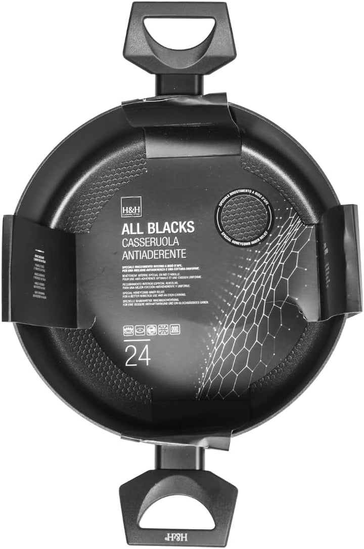 H&h casseruola 2 manici all blacks cm24
