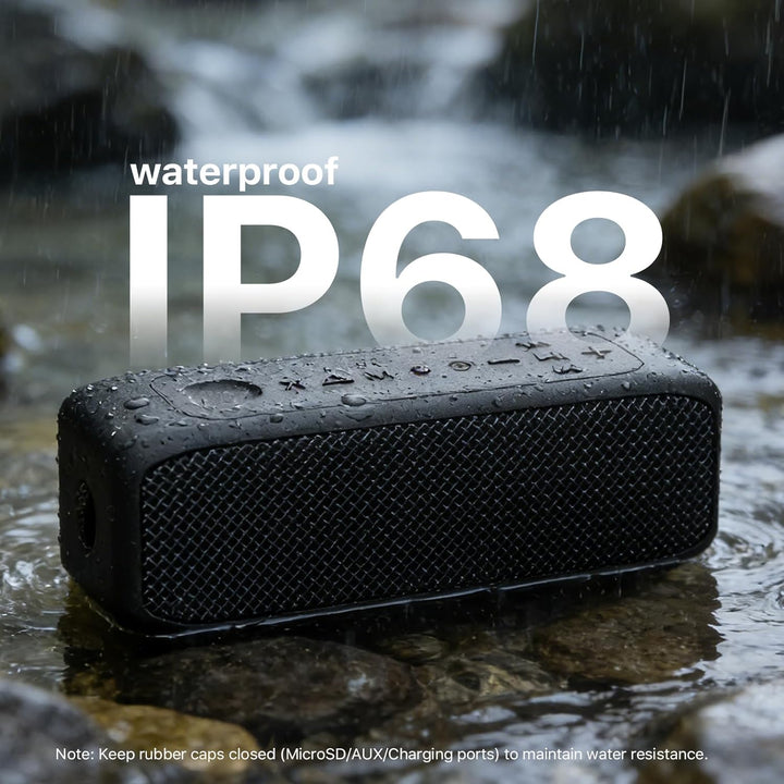 JUOVI kabelloser Tragbarer Bluetooth Lautsprecher, IP68 Wasserdicht, 24 Stunden Spielzeit, Bluetooth