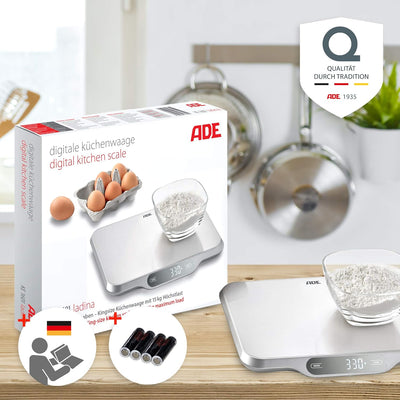 ADE Extra grosse Küchenwaage digital bis 15 kg | Wiegefläche 26x31 cm | Paketwaage