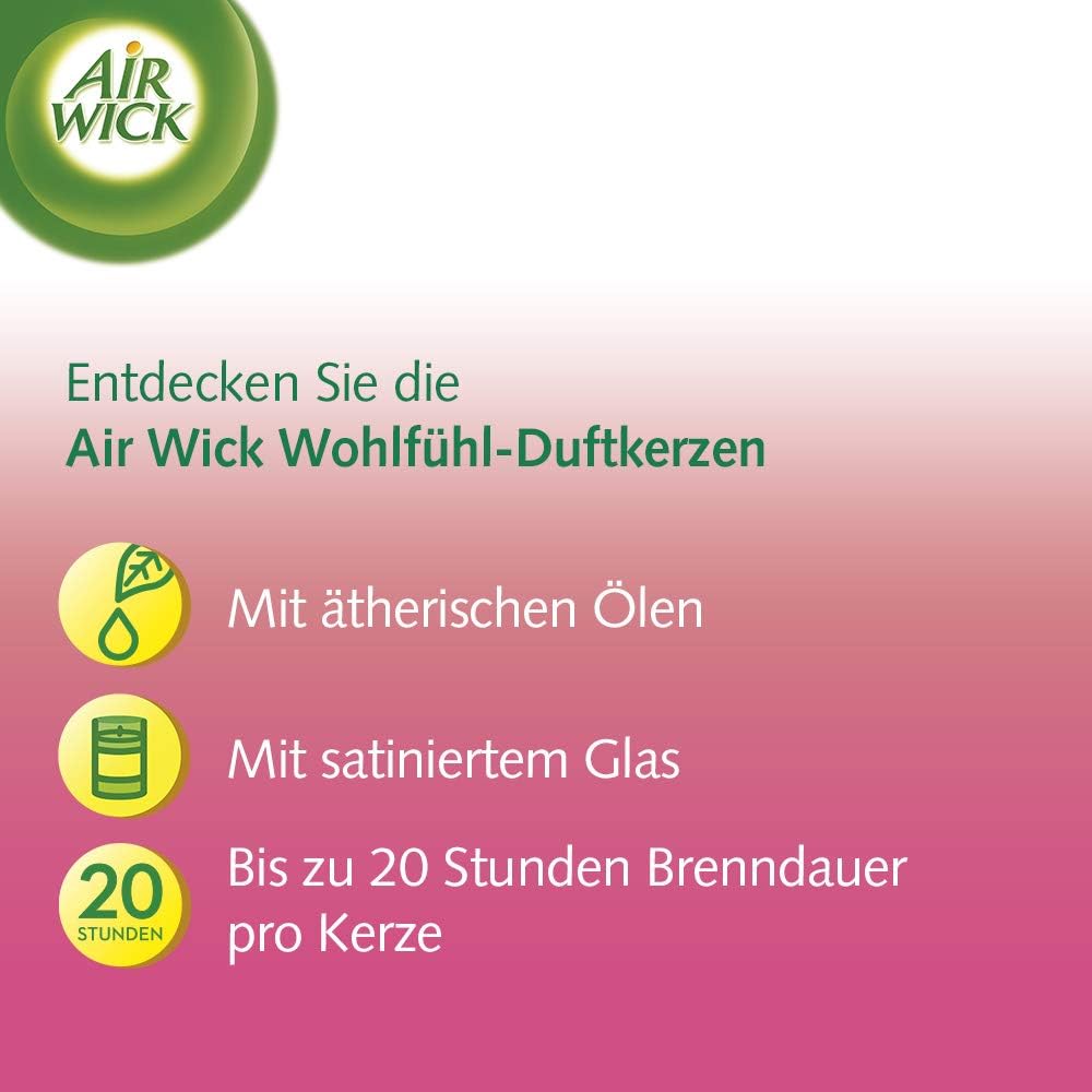 Air Wick Wohlfühl-Duftkerze im Glas – Duft: Blumenwiese – Enthält natürliche ätherische Öle – 6 x Du