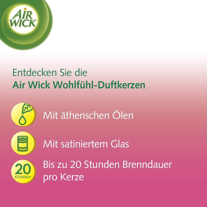 Air Wick Wohlfühl-Duftkerze im Glas – Duft: Blumenwiese – Enthält natürliche ätherische Öle – 6 x Du