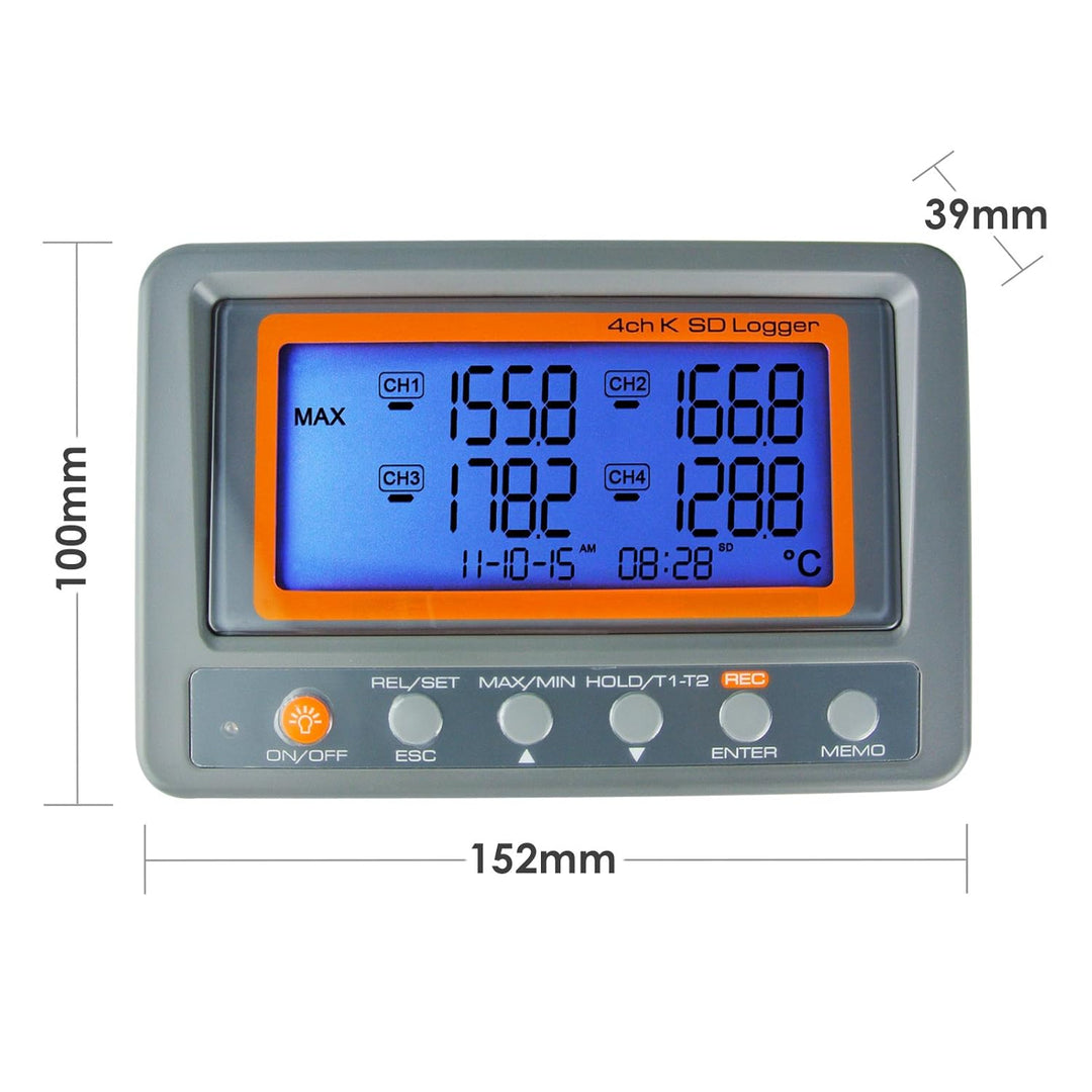 Gain Express 4 Kanäle K-Typ Thermoelement Temperatur-Datenlogger Recorder mit SD-Karte, hohe Genauig