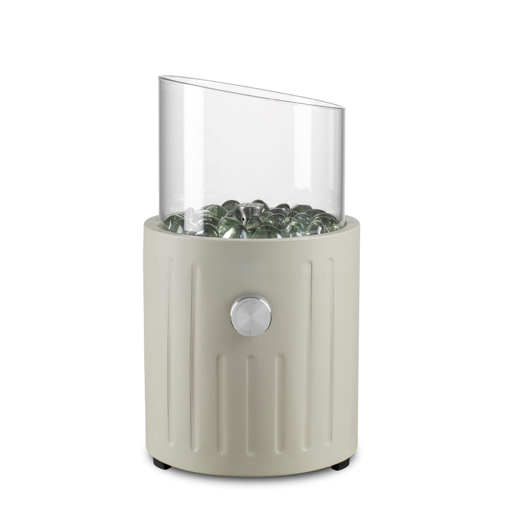 tepro Tischgasfeuerstelle Fluvin, rund geprägt pulverbeschichtet, Edelstahl-Brenner 0,9 kW, Glas-Win