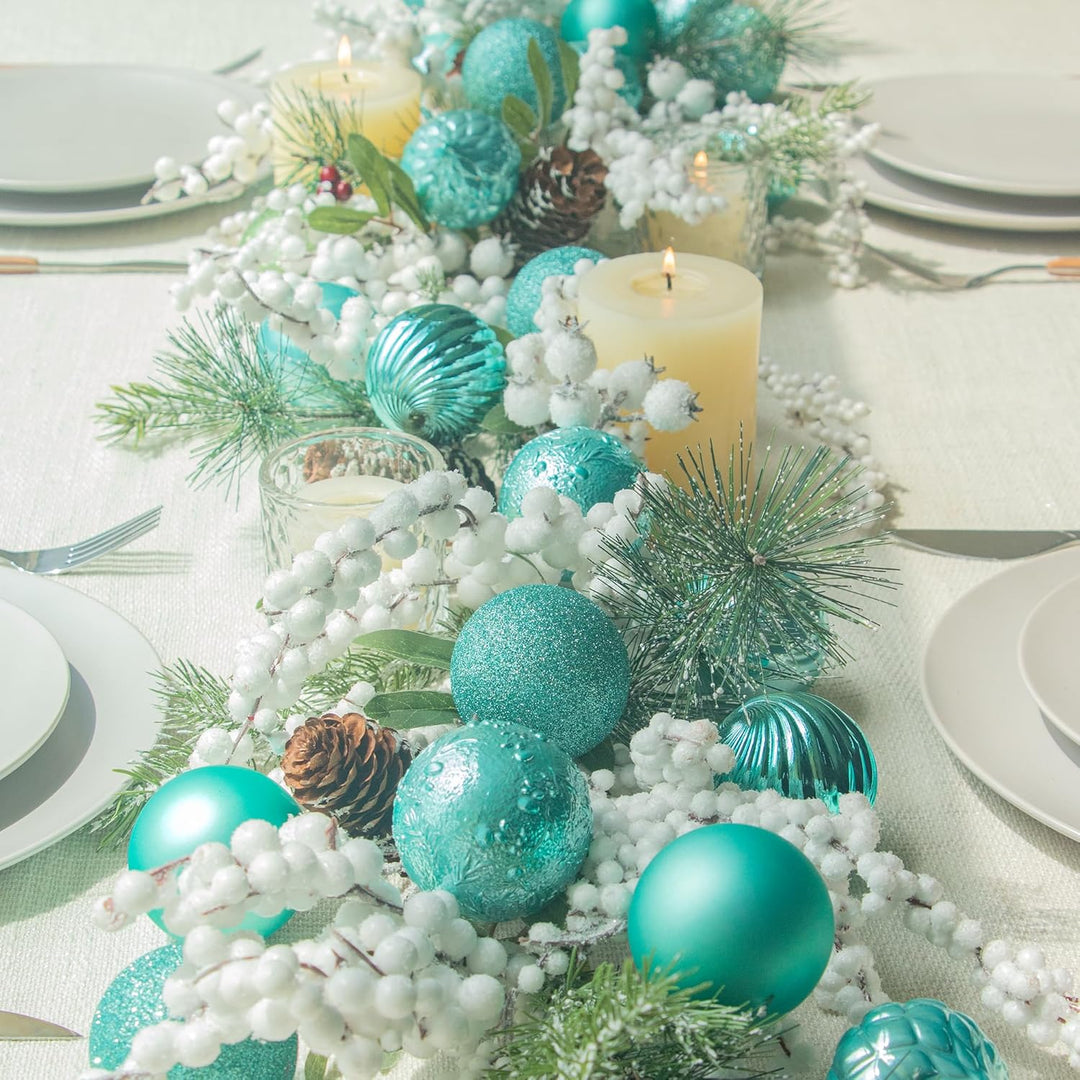 Busybee weihnachtskugeln Turkis Aqua blau Grun Teal 18 Stücke 8CM Ornamente für Weihnachtsbaum Blaug