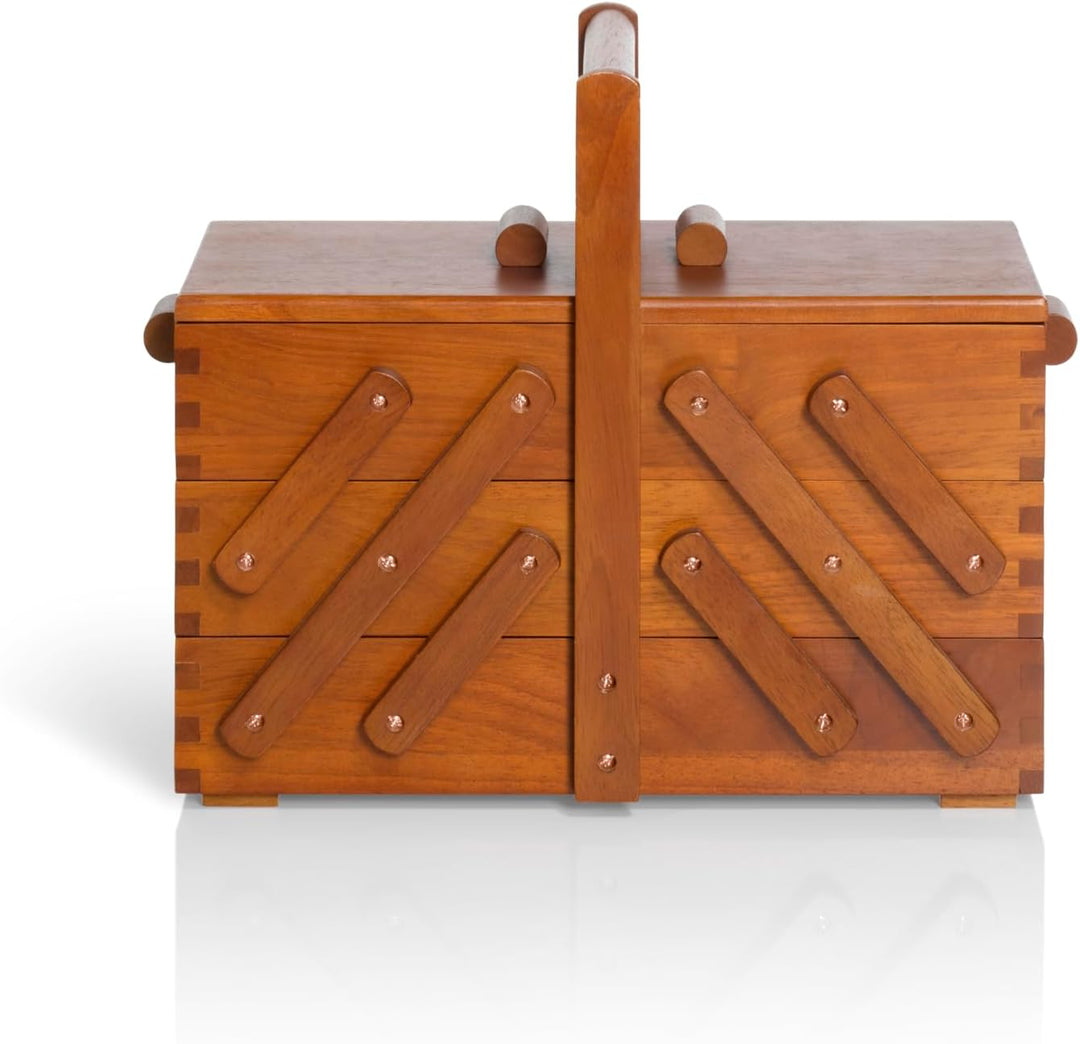 Prym 612549 Nähkasten/Nähkästchen aus dunklem Holz, M Braun
