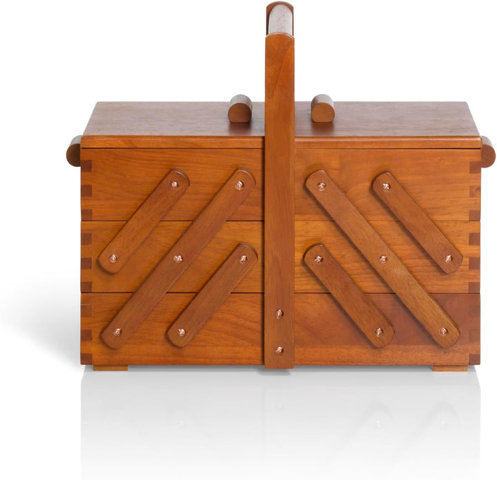 Prym 612549 Nähkasten/Nähkästchen aus dunklem Holz, M Braun