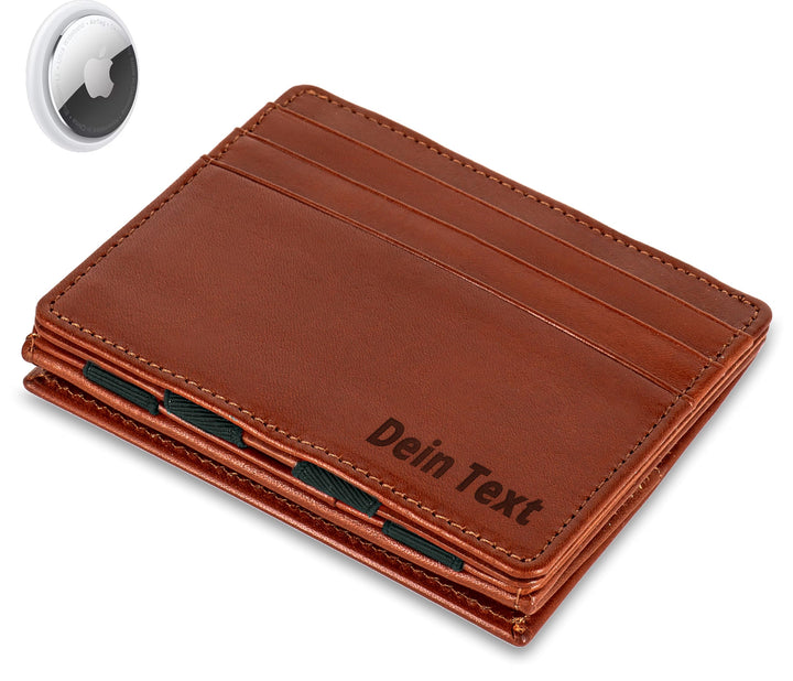 Jaimie Jacobs Flap Boy AirTag-Edition mit Gravur Magic Wallet Echtleder (Dunkelbraun), Dunkelbraun