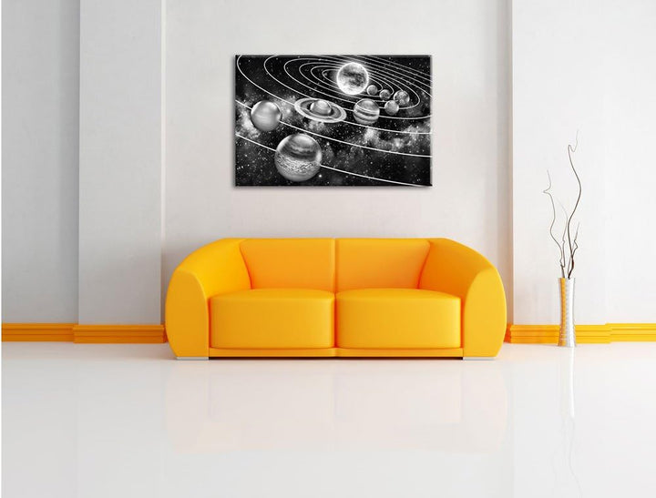 Pixxprint Sonnensystem mit unseren Planeten als Leinwandbild/Grösse: 100x70 cm/Wandbild/Kunstdruck/f