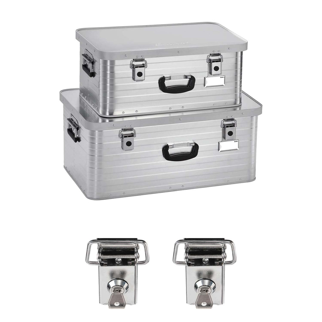 Enders Alubox 47 L + 80 L mit 2x Schloss Set - Aluminium Box 1 mm Wandstärke, spritzwasserdicht, sta