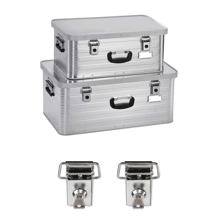 Enders Alubox 47 L + 80 L mit 2x Schloss Set - Aluminium Box 1 mm Wandstärke, spritzwasserdicht, sta