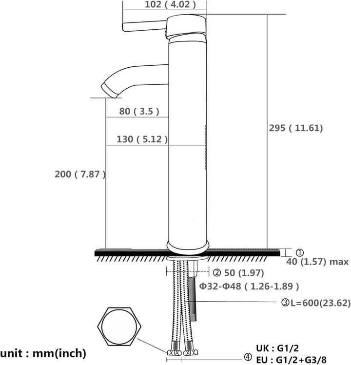 kisimixer Waschtischarmatur Bad Hoch, Wasserhahn Waschbecken Waschtisch Armatur, Einhebelmischer für
