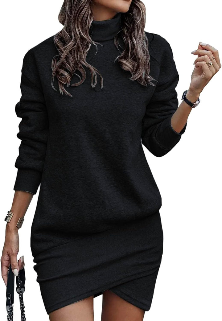 Regenbogenfisch Kostüm mit Langen Ärmeln Stehkragen, Wickelsaum, lockere -Winter-Lange Pullover-Klei
