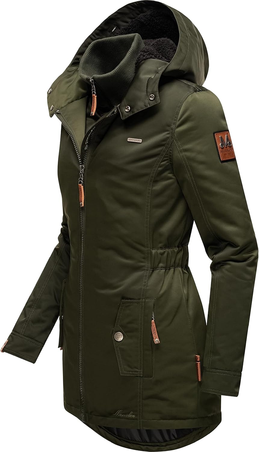 MARIKOO Damen Warmer Winterparka mit Kapuze Sanakoo XS-XXL S Olive, S Olive