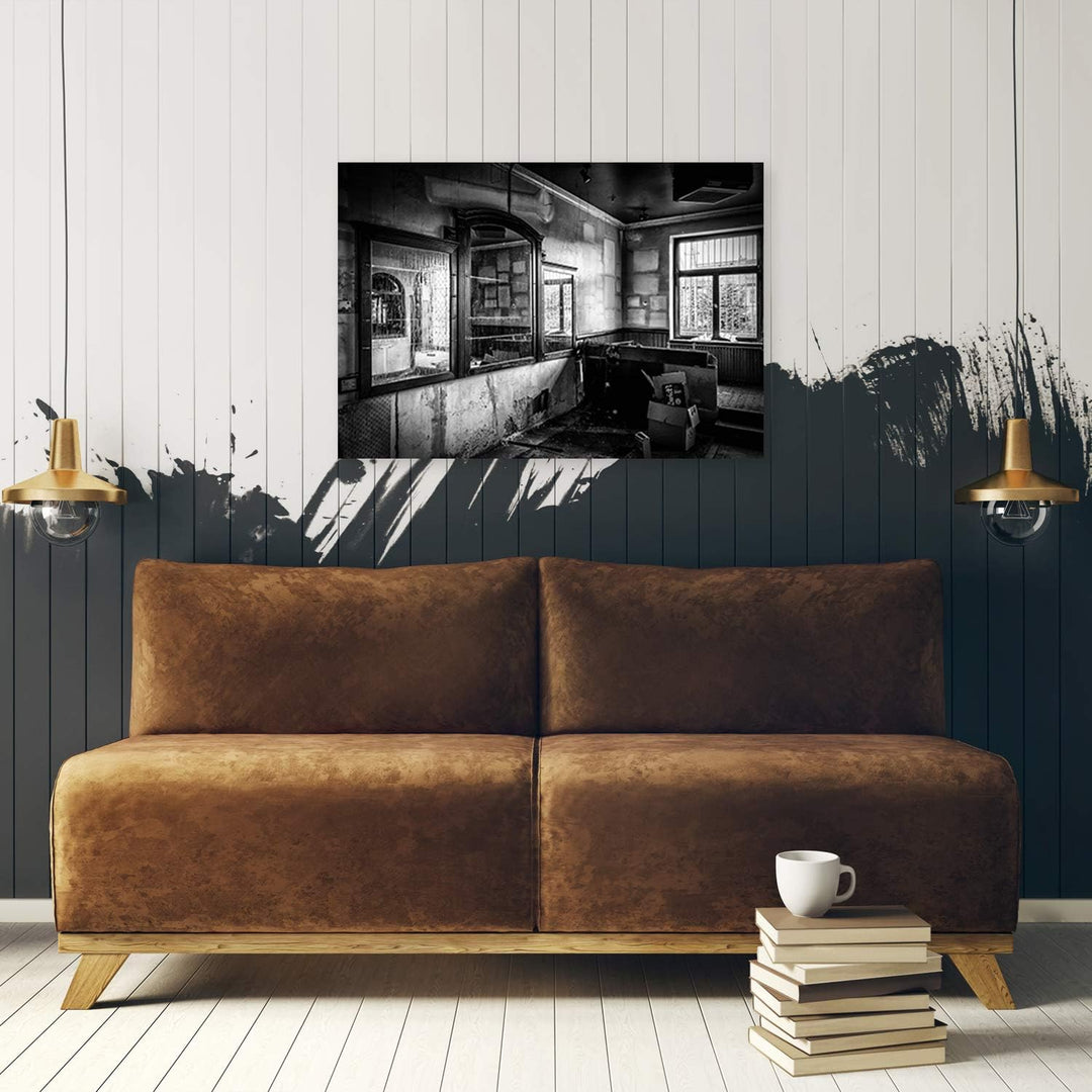 Feeby Bild auf Leinwand für Wohnung Kunstdruck modern schwarz-weiss 80x60 cm Leinwandbild 80x60 cm s