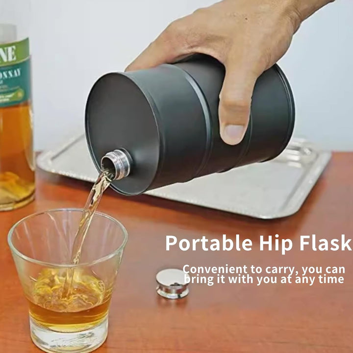 Cyrank Flachmann Edelstahl, Klein Flachmann Benzin-Kanister Optik, Taschen-Flasche Trink-Flasche Für