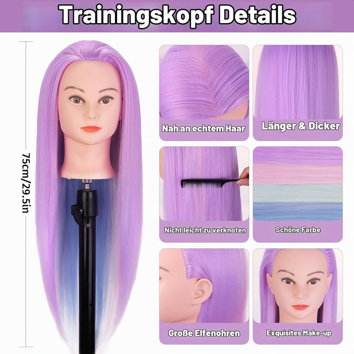 Frisurenkopf, TopDirect 75cm/29.5 Zoll 100% Synthetisches Haar Trainingsköpfe für Friseure, Übungsko
