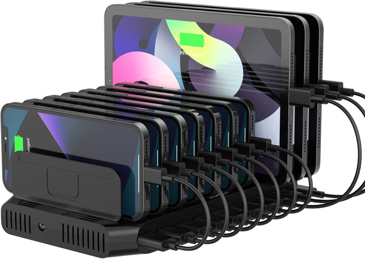 Unitek 60W USB Ladestation 10 Ports, Tablet Multi Ladestation mit QC3.0 und Einstellbaren Teiler für