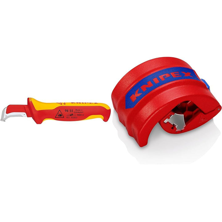 KNIPEX Abmantelungsmesser mit Gleitschuh 1000V-isoliert (180 mm) 98 55 & BiX Schneider für Kunststof