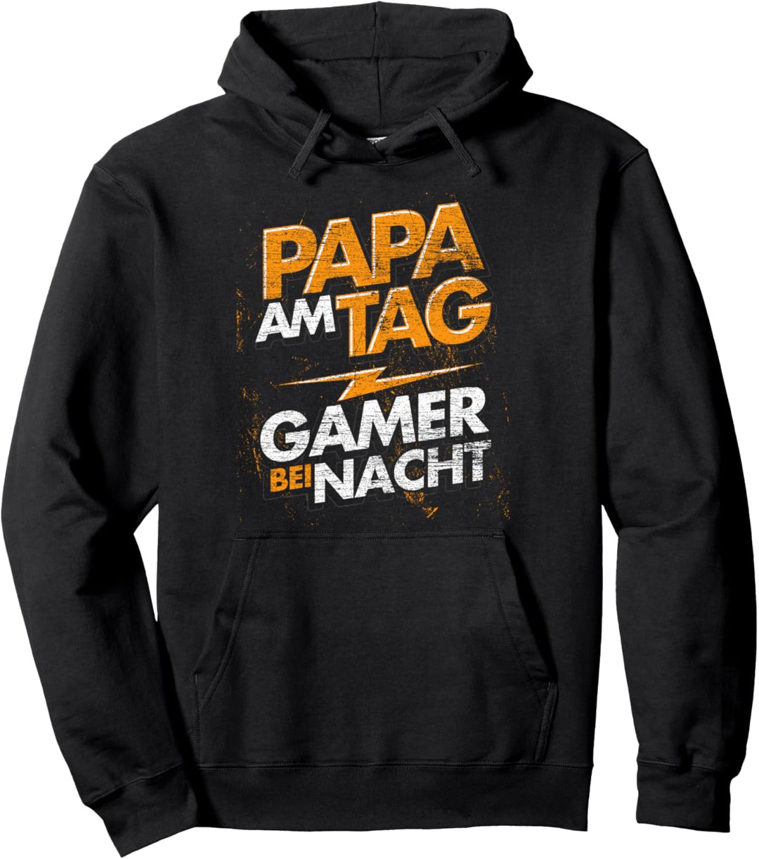 Papa am Tag Gamer bei Nacht Vatertag Zocker Lustiges Gaming Pullover Hoodie