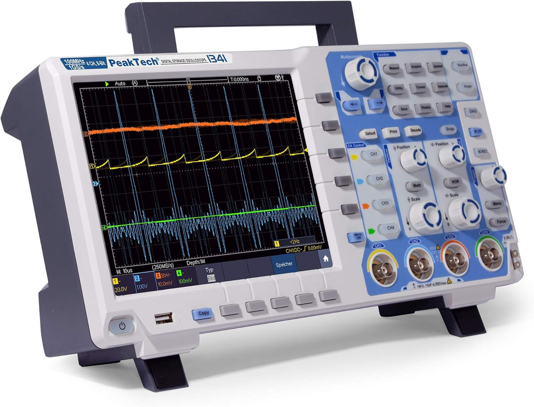 PeakTech 1341 – 4-Kanal Speicher-Oszilloskop 100 MHz - Max. 1 GS/s mit USB, LAN Schnittstelle &amp; 8" H