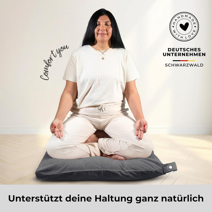 Inner Peace Meditationsmatte Zabuton Cord XL 85 x 85 cm Anthrazit, Anthrazit