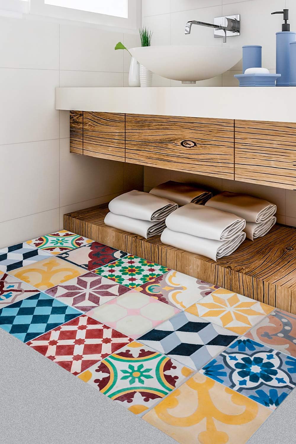 Viniliko Vintage Tiles Vinylteppich, Mehrfarbig, 50 x 100 cm 50x100 Bunt, 50x100 Bunt