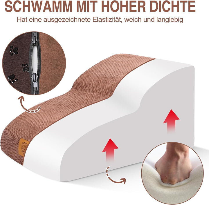 MASTERTOP Hundetreppe 2 Stufen- Breiter Hunderampe Katzentreppe, Hochdichtem Schaumstoff Haustiertre