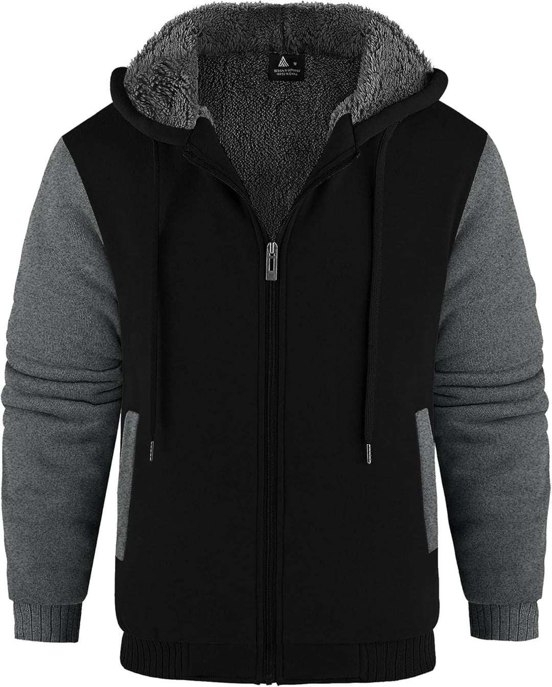 JACKETOWN Herren Sweatshirt Gefüttert Hoodie Reissverschluss Sweatjacke Warm Fleece Winterjacke Tedd