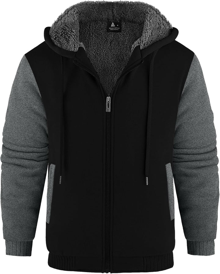 JACKETOWN Herren Sweatshirt Gefüttert Hoodie Reissverschluss Sweatjacke Warm Fleece Winterjacke Tedd