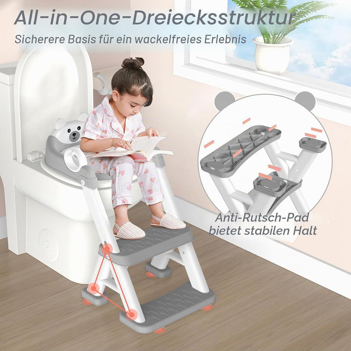 Toilettensitz Kinder mit Treppe, 2-in-1 kinder toilettensitz ür ab Kleinkinder Jungen und Mädchen, U