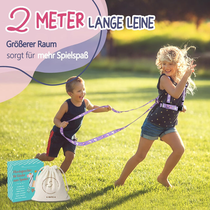 MutoToy® Pferdeleine zum Spielen für Kinder, Verstellbares Pferdegeschirr für Kinder, Pferde Spielle