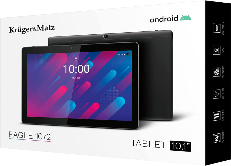 Krüger&Matz KM1072 Tablet 4G LTE 64 GB 25.6 cm (10.1) Cortex 4 GB Wi-Fi 5 (802.11ac) Android 11 Blac