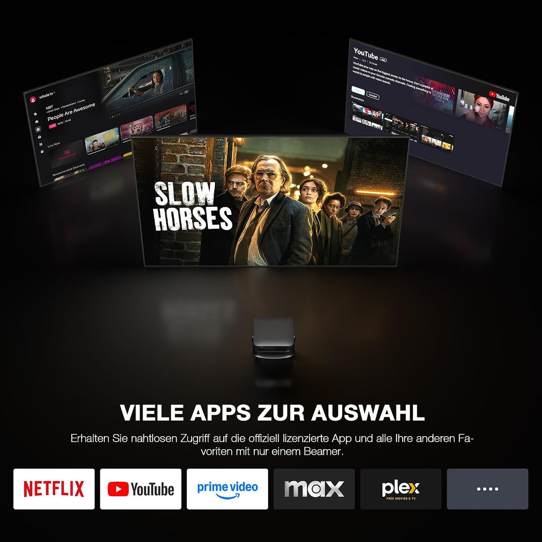Smart Beamer【2800ANSI ＆ Offizielle App】 Mini Projektor mit Autofokus ＆Trapezkorrektur,VISSPL 1080P F