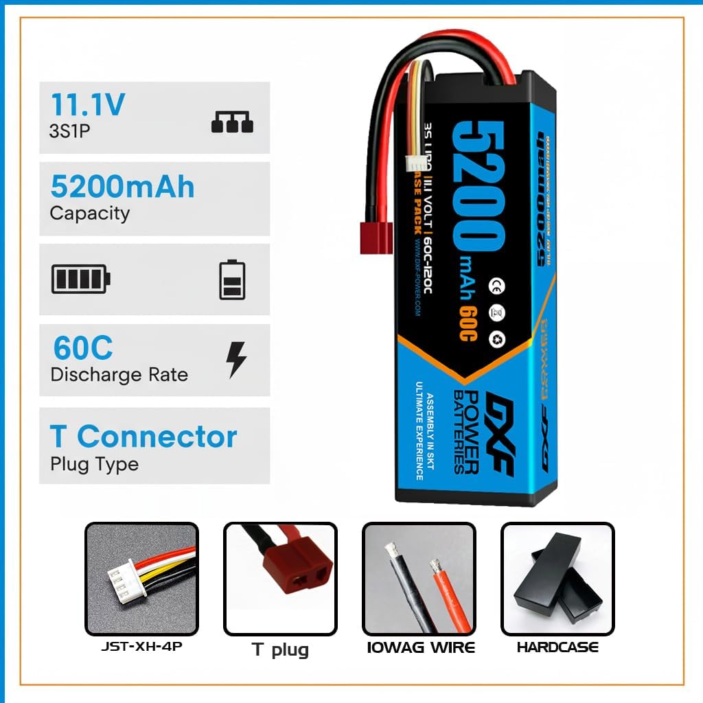 DXF 3S Lithium-Batterie, 5200mAh, 11.1V, 60C, RC-Batterie, mit Deans-Anschluss für ferngesteuertes A