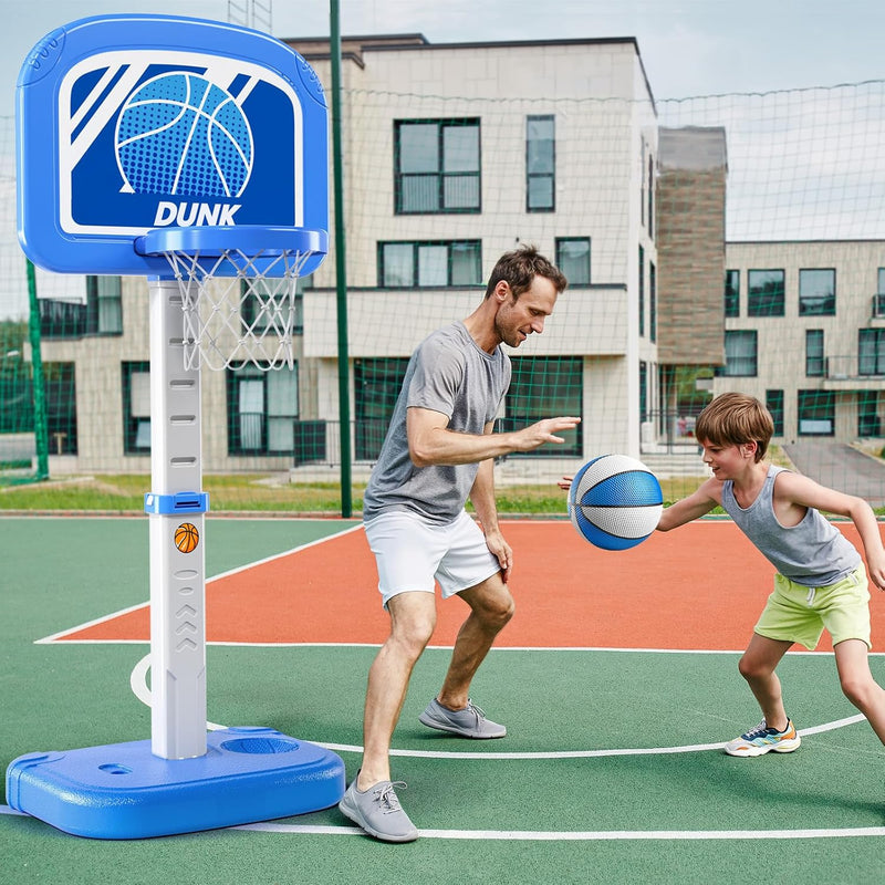 TEMI Basketballkorb Indoor für Kleinkinder Kinder, Einstellbare Poolside Hoops mit 4 Bällen und Pump